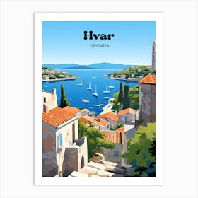 Hvar Croatia Vacation Travel Illustration Art Print