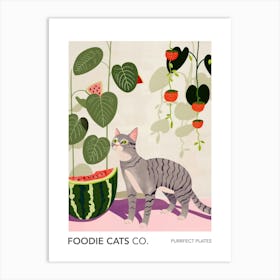 Foodie Cats Co Cat And Watermelon 4 Art Print