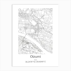 Oizumi,Japan Minimalist Map Art Print