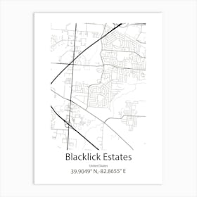 Blacklick Estates,United States Minimalist Map Art Print