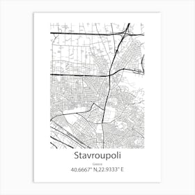 Stavroupoli,Greece Minimalist Map Art Print