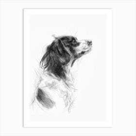 Nederlandse Kooikerhondje Dog Charcoal Line 3 Art Print