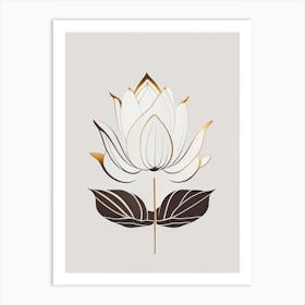 Lotus Flower In Garden Retro Minimal 7 Art Print