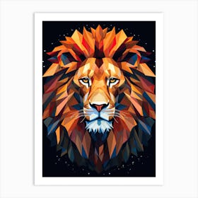 Lion Art Painting Cubistic Style 2 Art Print