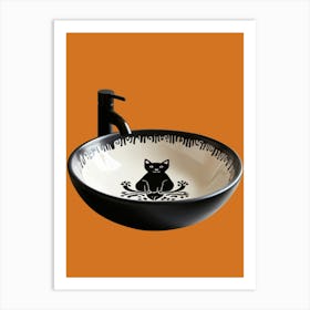 Cat Bathroom Sink Art Print