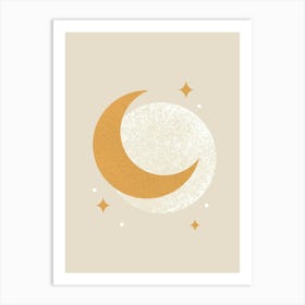 Moon Spark Lunar Eclipse - White Gold Art Print