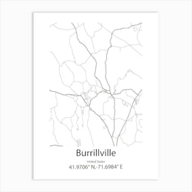 Burrillville,United States Minimalist Map 1 Art Print