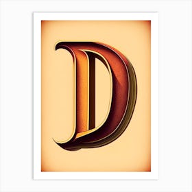 D, Letter, Alphabet Retro Drawing 2 Art Print