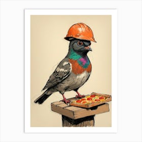 Pigeon With Pizza Art Print