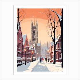 Vintage Winter Travel Illustration Manchester United Kingdom 7 Art Print