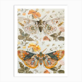 Textile Butterflies William Morris Style 2 Art Print
