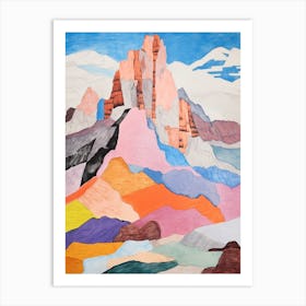 Huascaran Peru 3 Colourful Mountain Illustration Art Print