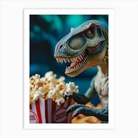 Toy Dinosaur Eating Popcorn 1 Art Print