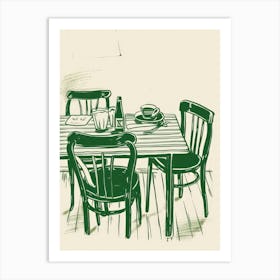 Summertime Lunch Green Line Art Illustration Art Print