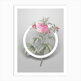 Vintage Pink Agatha Rose Minimalist Flower Geometric Circle on Soft Gray n.0440 Art Print