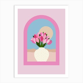 Tulips In A Vase - Pink Floral Art Print