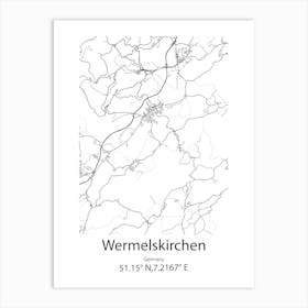 Wermelskirchen,Germany Minimalist Map Poster