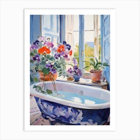 A Bathtube Full Of Pansy In A Bathroom 4 Art Print