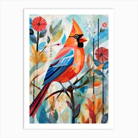 Bird Painting Collage Northern Cardinal 1 Art Print