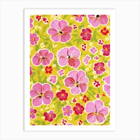 Pansy Floral Print Retro Pattern Flower Art Print