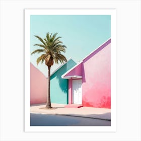 House In Pink And Blue Art Print