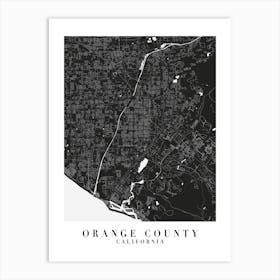 Orange County California Minimal Black Mono Street Map  Art Print