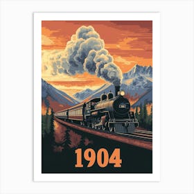 Aihrgdesign A Retro Poster Of A Steam Locomotive Traveling Th 0e80c41e Ac89 4bff 9ce9 052186e5b745 0 Art Print