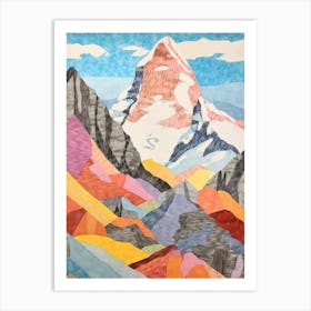 Kala Patthar Nepal 1 Colourful Mountain Illustration Art Print