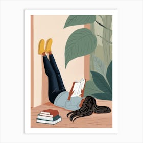 Illustration Of A Woman Reading A Book 2 Art Print