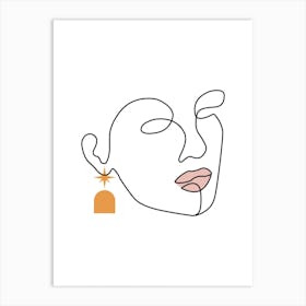 Drawing Of A Woman'S Face Art Print