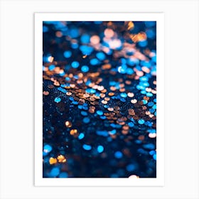 Blue And Gold Glitter Art Print