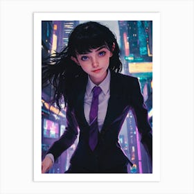 Anime Girl In Business Suit Art Print
