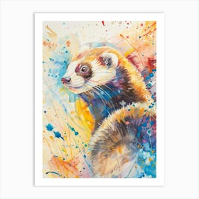 Ferret Colourful Watercolour 4 Art Print