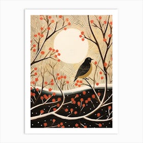 Bird Illustration Blackbird 1 Art Print