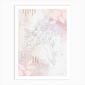 Lily Of The Valley pink woman portrait Art Print