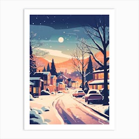 Winter Travel Night Illustration Boulder Colorado 2 Art Print