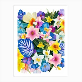 Daffodils Modern Colourful Flower Art Print
