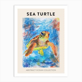 Rainbow Turtle Scribble Crayon Drawing Poster 2 Art Print