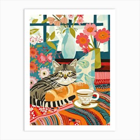 Tea Time With A American Shorthair 2 Art Print