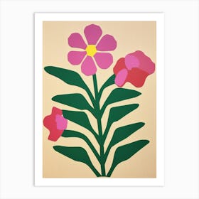 Cut Out Style Flower Art Flax Flower 3 Art Print