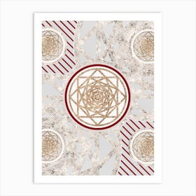 Geometric Glyph in Festive Gold Silver and Red n.0038 Art Print