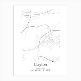 Clayton Le Moors,United Kingdom Minimalist Map Poster