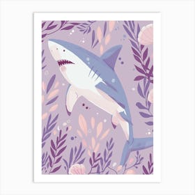 Purple Blue Shark Illustration 2 Art Print