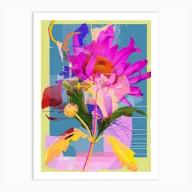 Chrysanthemum 1 Neon Flower Collage Art Print