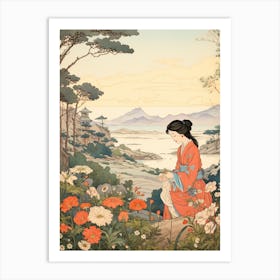 Hanagasa Japanese Florist Daisy 1 Japanese Botanical Illustration Art Print