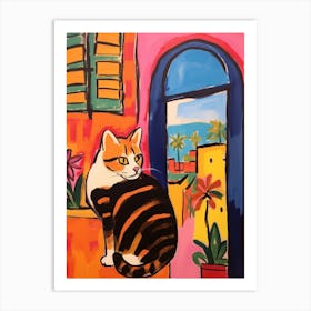 Painting Of A Cat In Casablanca Morocco Art Print