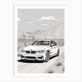 Bmw M3 Desert Line Drawing 2 Art Print