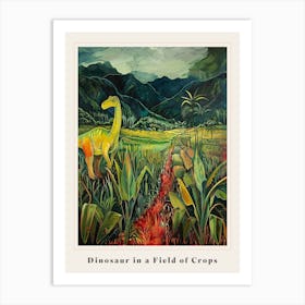 Dinosaur In A Field Of Crops Painting 1 Poster Art Print