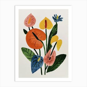 Painted Florals Flamingo Flower 3 Art Print