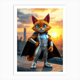 Superhero Cat Art Print